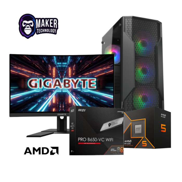 EQUIPO IRONCLAW AMD RYZEN 9600 | NVme 512GB | Ram 16GB DDR5 | Monitor 27 Inch 180hz