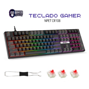 Teclado mecánico NPET CR108 switch rojo