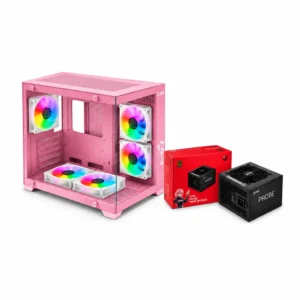 2be1b4e5-ebd3-4303-844b-c31a858659ce Combo Gabinete Gamer RGB Rosado + Fuente XPG PROBE 700W 80 Plus Bronze