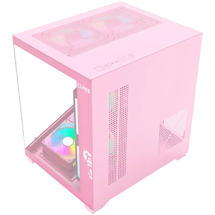 GABINETE-GAMER-GRODD-CANDY-CLANM-COD.-12553-3 Gabinete Gamer Grodd Candy Rosa Mid Tower Vidrio Templado