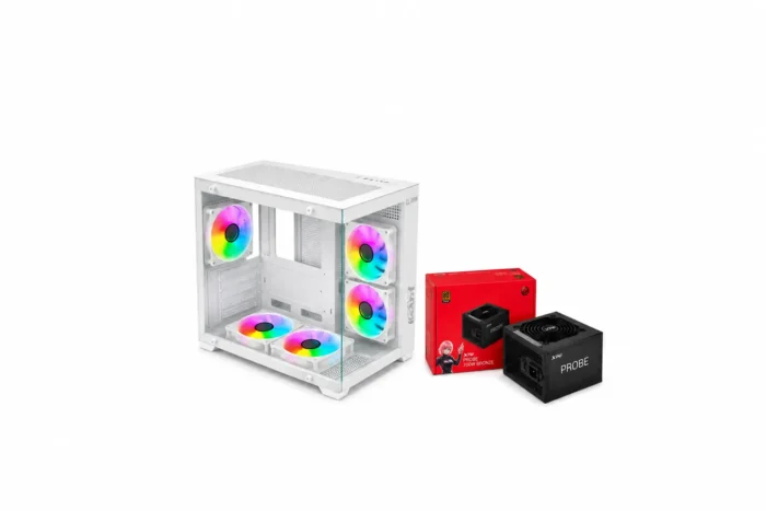 Combo Gabinete Gamer RGB Blanco + Fuente XPG PROBE 700W 80 Plus Bronze
