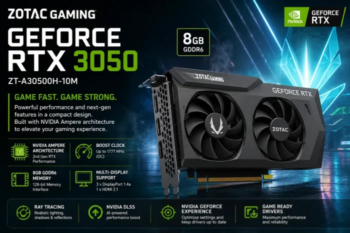 Tarjeta de Video ZOTAC GAMING GeForce RTX 3050 8GB GDDR6 NVIDIA DLSS Ray Tracing